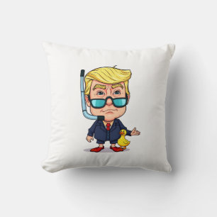 Funny Donald Trump Snorkel Cartoon with Rubber Duc Kussen