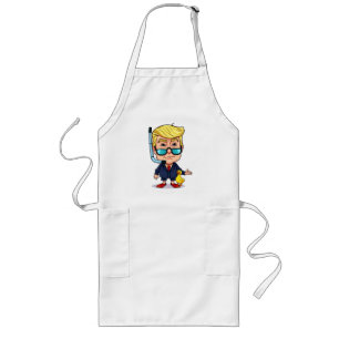 Funny Donald Trump Snorkel Cartoon with Rubber Duc Lang Schort