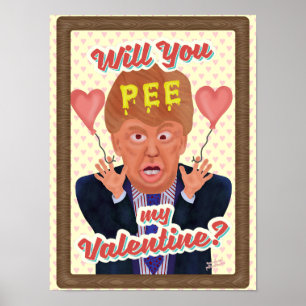 Funny Donald Trump Valentijnsdag Pee Tape Joke Poster