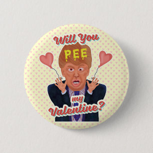 Funny Donald Trump Valentijnsdag Pee Tape Joke Ronde Button 5,7 Cm