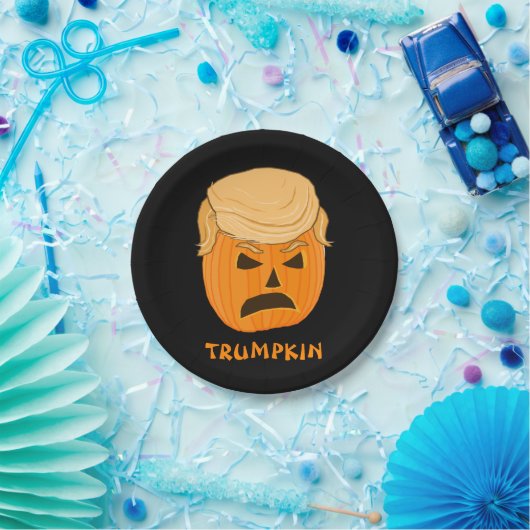 Funny Donald Trumpkin Pumpkin Jack-o-lantern Papieren Bordje (Feest)