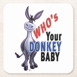 Funny Donkey, die je Donkey-Baby is Vierkante Kartonnen Onderzetter