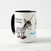 Funny Donkey Unicorn gepersonaliseerd Mok (Voorkant links)