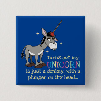 Funny Donkey Unicorn T-Shirt Vierkante Button 5,1 Cm