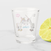 Funny Donkey Unicorn voor en na Shot Glas (Achterkant)