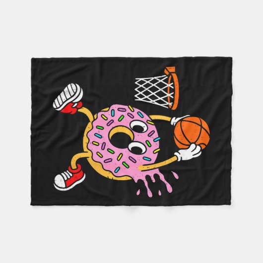 Funny Donut Dunking Basketball Doughnut Food Champ Fleece Deken (Voorkant (Horizontaal))