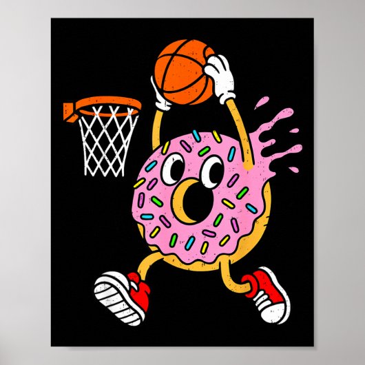 Funny Donut Dunking Basketball Doughnut Food Champ Poster (Voorkant)
