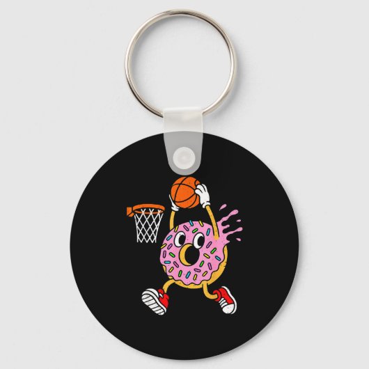 Funny Donut Dunking Basketball Doughnut Food Champ Sleutelhanger (Voorkant)