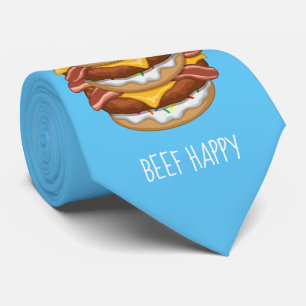 Funny Donut Worry Beef Happy Bacon Cheeseburger Stropdas