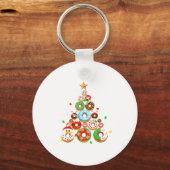 Funny Donuts Christmas Tree Lights Xmas Pjs Boys K Sleutelhanger (Voorkant)