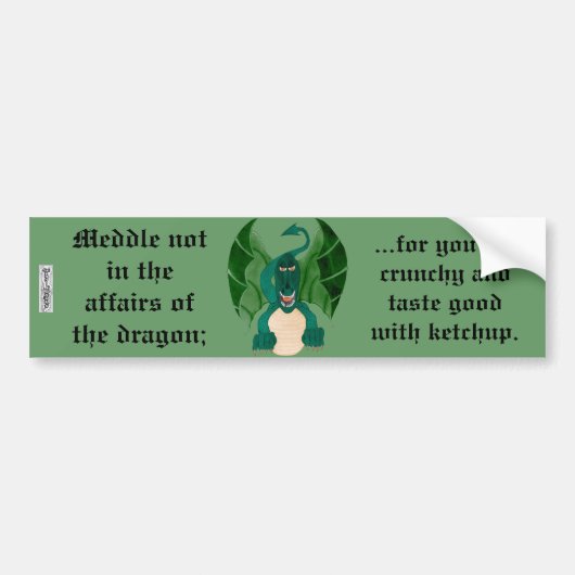 Funny Dragon Bumpersticker (Voorkant)