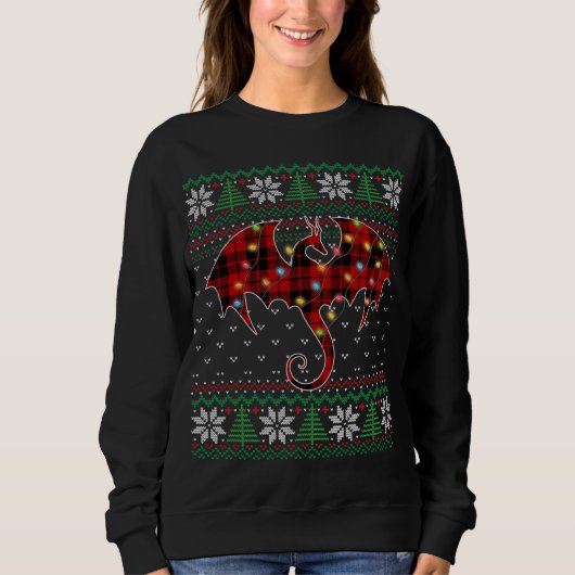 Funny Dragon Ugly Sweater Kerstlights Dragon (Voorkant)