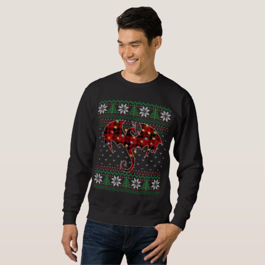 Funny Dragon Ugly Sweater Kerstlights Dragon (Voorkant volledig)