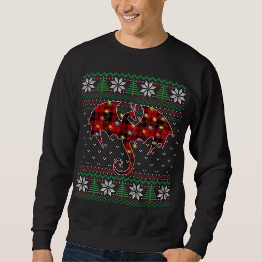 Funny Dragon Ugly Sweater Kerstlights Dragon (Voorkant)