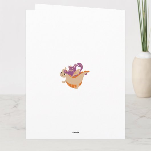 Funny Dragoncat gepersonaliseerde Birthday Kaart (Achterkant)