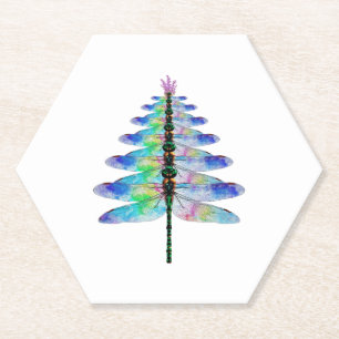 Funny Dragonfly-kerstboom Kartonnen Onderzetters