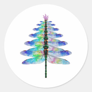 Funny Dragonfly-kerstboom Ronde Sticker