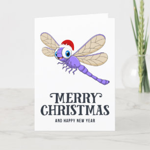 Funny Dragonfly-kerstkaart Feestdagen Kaart