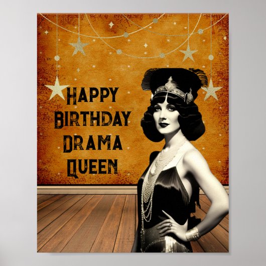 Funny  Drama Queen Birthday Poster (Voorkant)