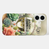 Funny Dreamy Chic Floral White Wine Phone Case (Achterkant (horizontaal))