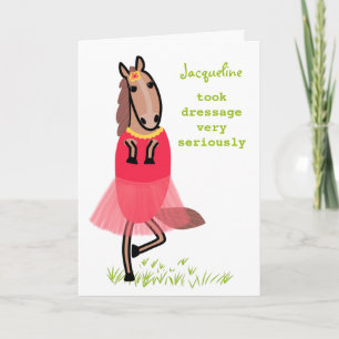 Funny dressage horse illustratie verjaardagskaart kaart