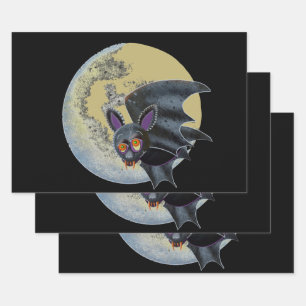 Funny Drink Halloween Full Moon Bat Inpakpapier Vel