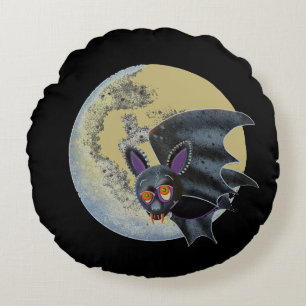 Funny Drink Halloween Full Moon Bat Rond Kussen