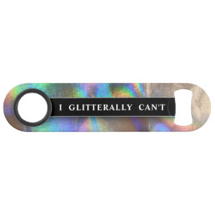 Funny Drink Joke Faux Holographic Monogram Name Speed Flessenopener