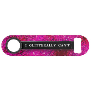 Funny Drink Joke Hot Pink Glitter Monogram Naam Speed Flessenopener