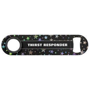 Funny Drink Quote Faux Holographic Rainbow Star Speed Flessenopener