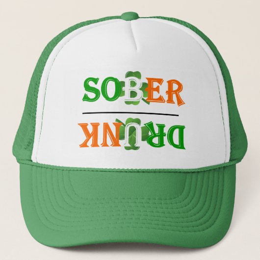 Funny drink sober St Patrick's day Trucker Pet (Voorkant)