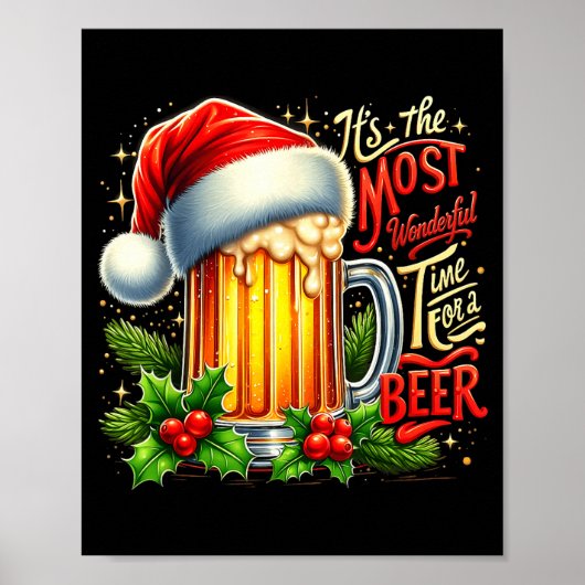 Funny Drinking Christmas Santa Beer Lovers Trend N Poster (Voorkant)