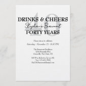 Funny Drinks and Cheers 40th birthday invitation (Devant)