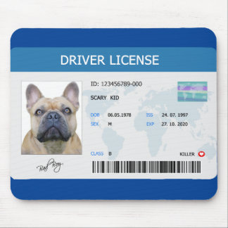 Funny driver licence voor hond muismat
