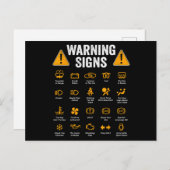 Funny Driving Warning Signs 101 Auto Mechanic Gift Briefkaart (Voorkant / Achterkant)