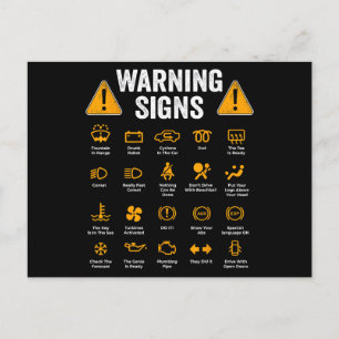 Funny Driving Warning Signs 101 Auto Mechanic Gift Feestdagenkaart