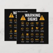 Funny Driving Warning Signs 101 Auto Mechanic Gift Kaart (Voorkant / Achterkant)