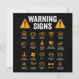 Funny Driving Warning Signs 101 Auto Mechanic Gift Kaart