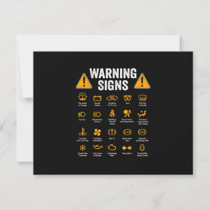 Funny Driving Warning Signs 101 Auto Mechanic Gift RSVP Kaartje