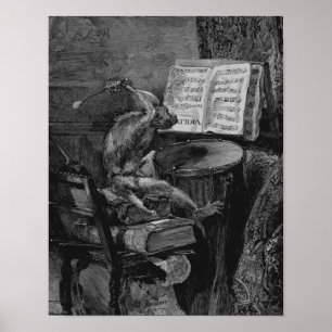 Funny  Drum Music Art Print Monkey Drummer