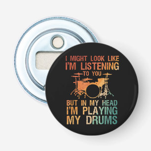 Funny Drummer Art voor mannen Drum Player Percus Button Flesopener