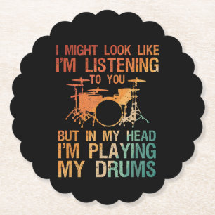 Funny Drummer Art voor mannen Drum Player Percus Kartonnen Onderzetters