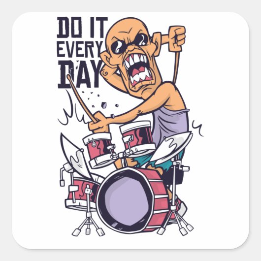 Funny Drummer Drums Gift Vierkante Sticker (Voorkant)