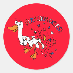 Funny Duck 4 juli Kinder Cute Ronde Sticker