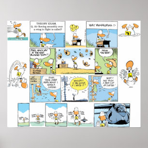 Funny Duck Aviation Cartoon Poster