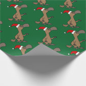 Funny Duck-billing Platypus in Kerstmis in Santa H Cadeaupapier (Hoek)