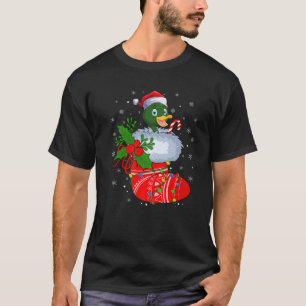 Funny Duck Bird in kerstsokken Santa Duck Xmas T-shirt