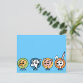 FUNNY DUCK COW PIG EN RABBIT BRIEFKAART (Staand voorkant)