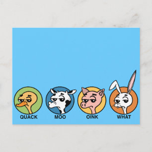 FUNNY DUCK COW PIG EN RABBIT BRIEFKAART