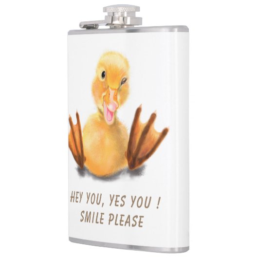 Funny Duck Flask Smile - Aangepaste tekst Heupfles (Links)